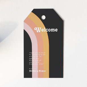 Moderne Retro 70er Jahre Rainbow Dark Wedding Will Geschenkanhänger