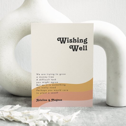 Moderne Retro 70er Jahre Regenbogen Hochzeit wünsc Begleitkarte