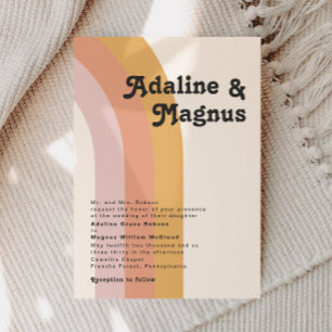 Moderne Retro 70er Jahre Regenbogen Traditionelle  Einladung