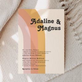 Moderne Retro 70er Jahre Regenbogen Traditionelle  Einladung