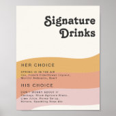 Moderne Retro-70er Jahre Regenbogensignatur Geträn Poster (Vorne)