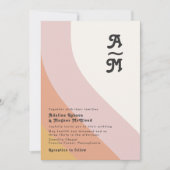 Moderne Retro 70er Rainbow Monogram Wedding Einladung (Vorderseite)