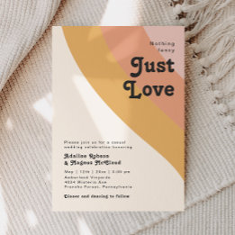 Moderne Retro-70er-Regenbogen-Just-Love-Hochzeit Einladung