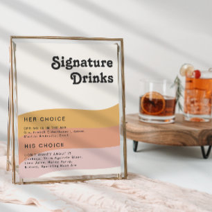 Moderne Retro 70er Regenbogen Signature-Drinks Sch Poster