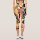 Moderne Retro-Abstrakt-Platz-Sammlung Capri Leggings (Rückseite)
