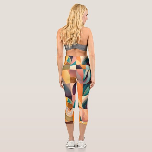 Moderne Retro-Abstrakt-Platz-Sammlung Capri Leggings (Rückseite)
