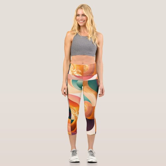 Moderne Retro-Abstrakt-Platz-Sammlung Capri Leggings (Vorderseite)