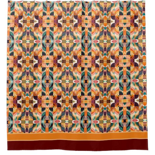 Moderne Retro-Abstrakt-Platz-Sammlung Duschvorhang (Vorderseite)