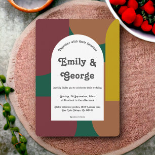 Moderne Retro-Abstrakte Hochzeit Einladung