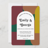 Moderne Retro-Abstrakte Hochzeit Einladung (Vorderseite)