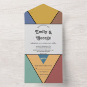 Moderne Retro Abstrakte Jugendstil All In One Einladung (Innen Boden)