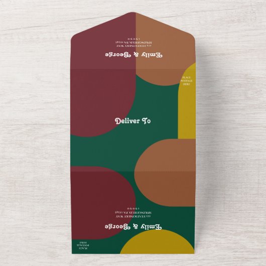 Moderne Retro Abstrakte Jugendstil All In One Einladung (Außenbereich)