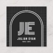 Moderne Retro Arch Black Monogram Business Card Quadratische Visitenkarte (Vorderseite)