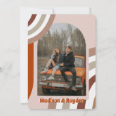 Moderne Retro Arch Foto Rainbow Wedding Einladung (Rückseite)