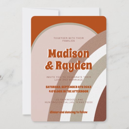 Moderne Retro Arch Foto Rainbow Wedding Einladung (Vorderseite)