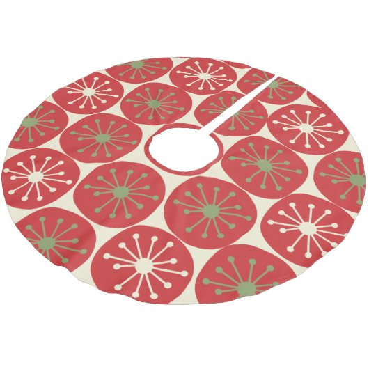 Moderne Retro Atomic Era Weihnachtssteine des Mitt Polyester Weihnachtsbaumdecke (Schrägansicht)