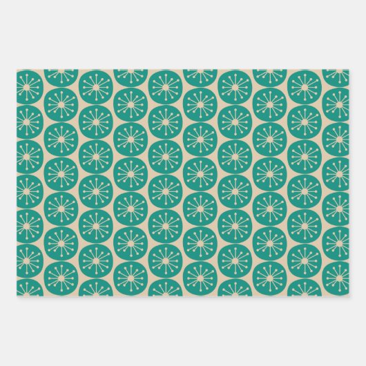 Moderne Retro-Atompunkte Aquamarin Orange Geschenkpapier Set (Vorderseite 2)