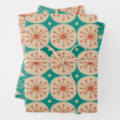 Moderne Retro-Atompunkte Aquamarin Orange Geschenkpapier Set (Beispiel)
