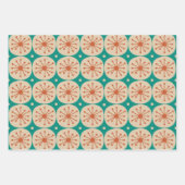 Moderne Retro-Atompunkte Aquamarin Orange Geschenkpapier Set (Vorderseite)