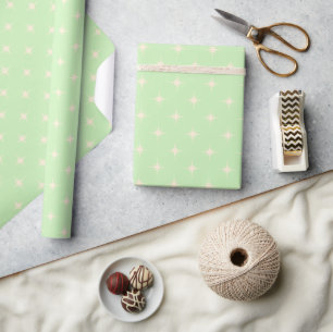 Moderne Retro Baby Green Atomstars des Mitteljahrh Geschenkpapier