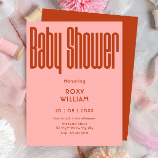 Moderne Retro-Babydusche Einladung