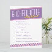Moderne Retro Bachelorette Checklist Card (lila) Einladung (Stehend Vorderseite)