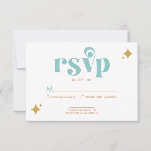 Moderne Retro Beachy Palette Wedding RSVP Card Karte (Vorderseite)