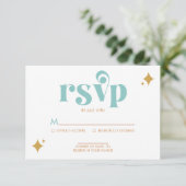 Moderne Retro Beachy Palette Wedding RSVP Card Karte (Stehend Vorderseite)