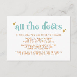 Moderne Retro Beachy Wedding Details Eintrittskart Begleitkarte