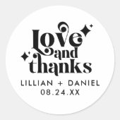 Moderne Retro-Bearbeitbare Hochzeit Vielen Dank Runder Aufkleber (Vorderseite)