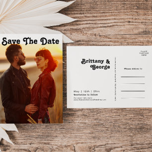 Moderne Retro-Beschriftung Vollfoto Save-the-Date  Einladungspostkarte