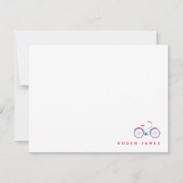 Moderne Retro Bicycle Red Blue Note Card Mitteilungskarte
