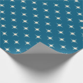 Moderne Retro-blaue Atomstars des Mitteljahrhunder Geschenkpapier (Ecke)