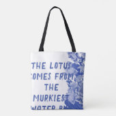 Moderne Retro Blue Lotus Mandala Zen Quote Tasche (Rückseite)