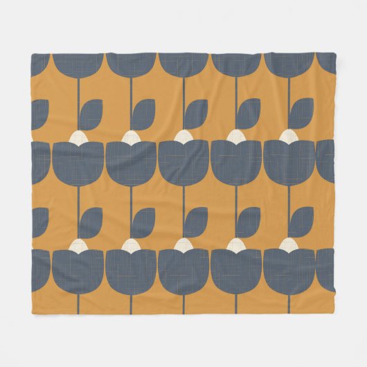 Moderne Retro-Blume: skandinavische Geometrie. Fleecedecke (Vorderseite (Horizontal))