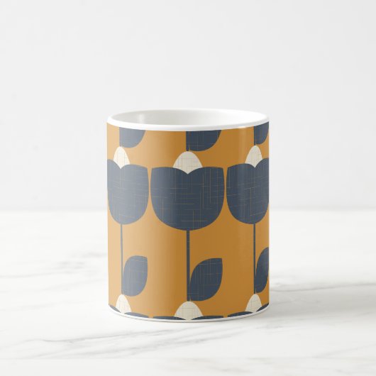 Moderne Retro-Blume: skandinavische Geometrie. Kaffeetasse (Mittel)