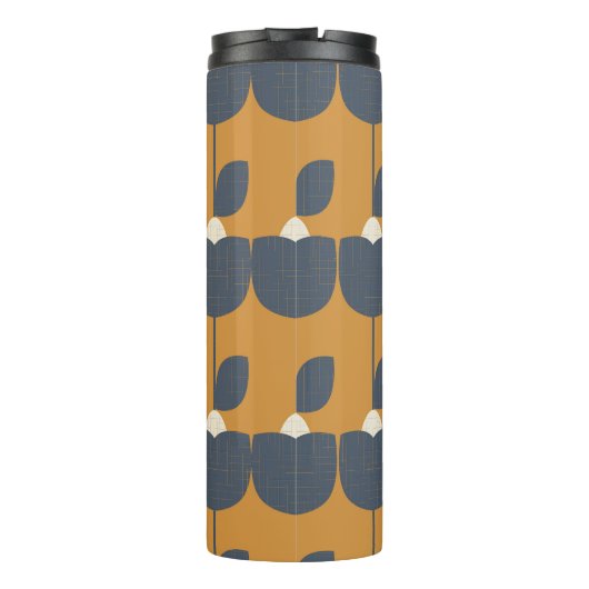 Moderne Retro-Blume: skandinavische Geometrie. Thermosbecher (Rückseite)