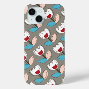 Moderne Retro-Blume Weiße Tulpen Muster Chic Fun Case-Mate iPhone Hülle