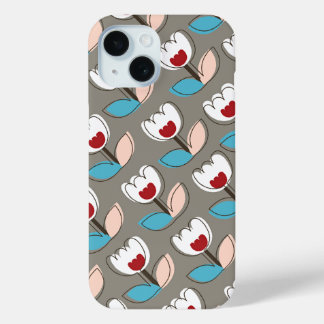 Moderne Retro-Blume Weiße Tulpen Muster Chic Fun Case-Mate iPhone Hülle