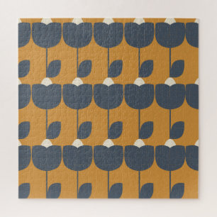 Moderne Retro-Blumen: Skandinavische Geometrie. Puzzle