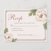 Moderne Retro Blush Peony Floral Wedding RSVP Postkarte (Vorderseite)