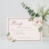 Moderne Retro-Blush Pink Peony Floral Wedding RSVP (Stehend Vorderseite)