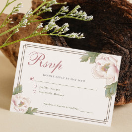 Moderne Retro-Blush Pink Peony Floral Wedding RSVP Karte