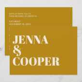 Moderne Retro Bold Art Goldenrod & Linen Wedding Einladung (Vorne/Hinten)
