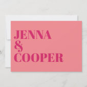 Moderne Retro Bold Art Pink & Magenta Wedding Einladung (Vorderseite)