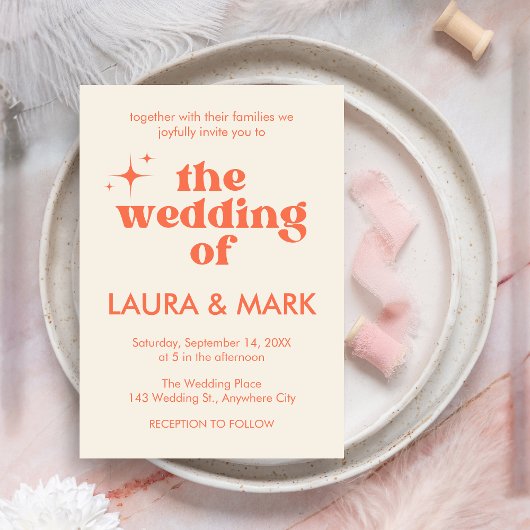 Moderne Retro Bold & Chic Wedding Einladung