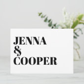 Moderne Retro Bold Typografie Black & White Weddin Einladung (Stehend Vorderseite)