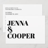 Moderne Retro Bold Typografie Black & White Weddin Einladung (Vorne/Hinten)