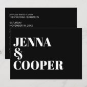 Moderne Retro Bold Typografie Black & White Weddin Einladung (Vorne/Hinten)