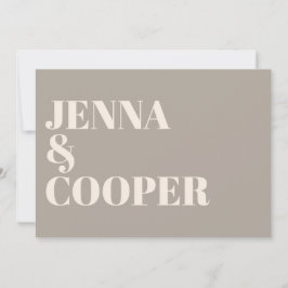 Moderne Retro Bold Typografy Taupe & Linen Wedding Einladung